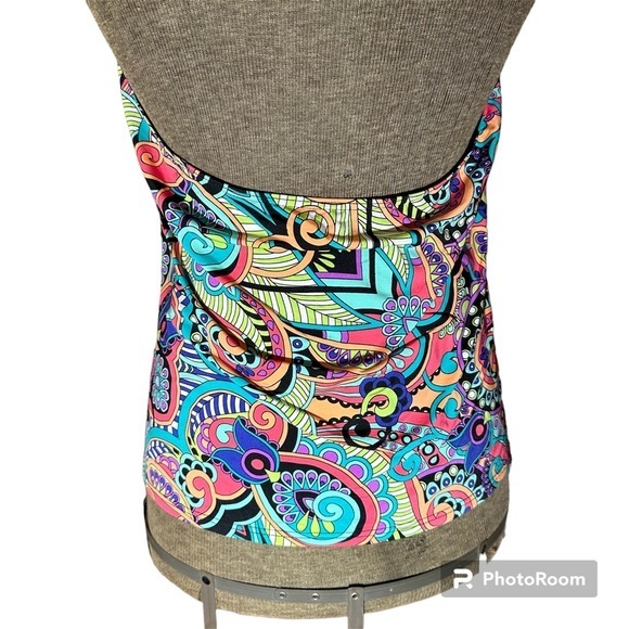 Gibson Latimer Swim Paisley Halter Swimsuit Set, Size XL, Gold detailing‎ - Picture 6 of 10